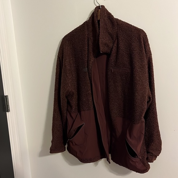 Set active fleece boyfriend jacket in coco brown size medium - Picture 3 of 5